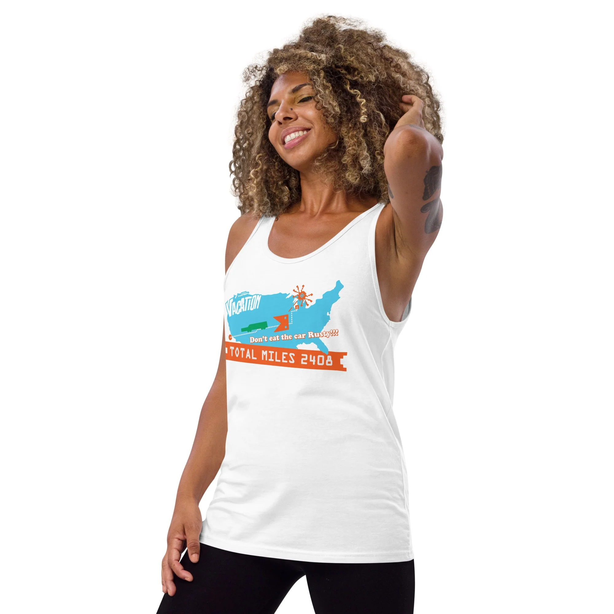 WB 100 Family Vacation Map Adult Tank Top - Image 5